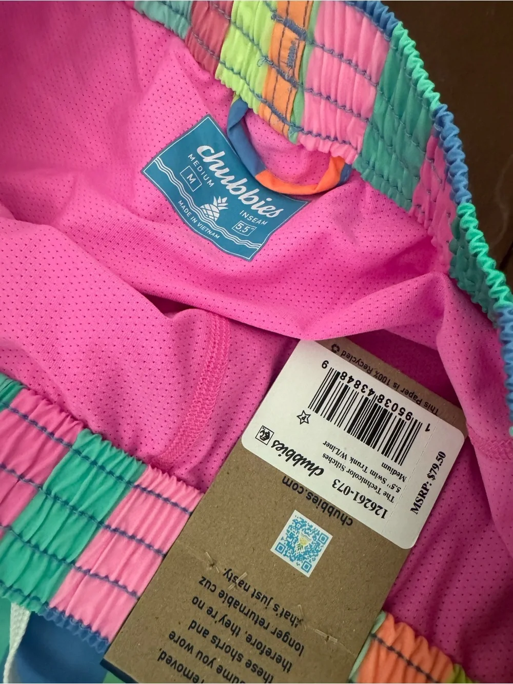 Chubbies Neon Multi-Check Swim Shorts in Green, Blue, Pink, Orange, Yellow